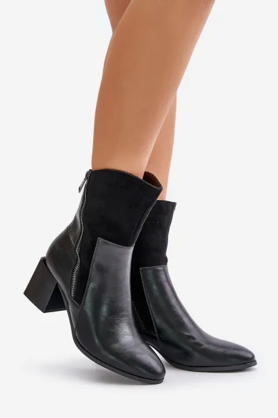 Insulated women's ankle boots on heel black relabina