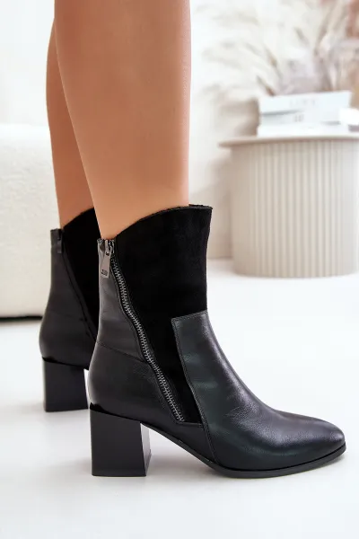 Insulated women's ankle boots on heel black relabina