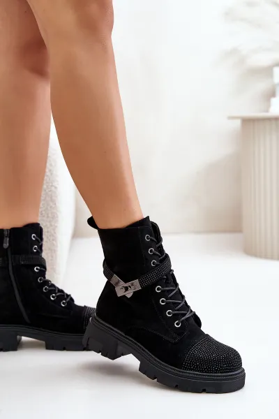 Insulated Ankle Boots Workery with S.Barski Decoration Black