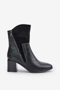 Insulated women's ankle boots on heel black relabina