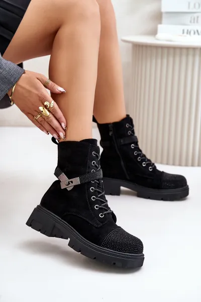 Insulated Ankle Boots Workery with S.Barski Decoration Black