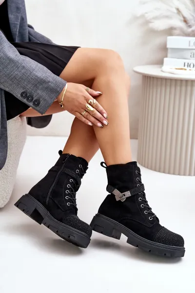 Insulated Ankle Boots Workery with S.Barski Decoration Black