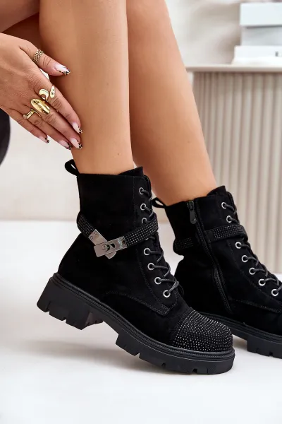 Insulated Ankle Boots Workery with S.Barski Decoration Black