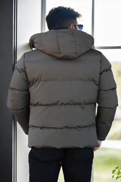 23453 Dewberry Removable Hood Faux Fur Lined Slim fit Jacket-Khaki