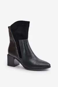 Insulated women's ankle boots on heel black relabina