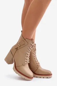 Insulated ankle boots with heels with gold details beige Ivarisse