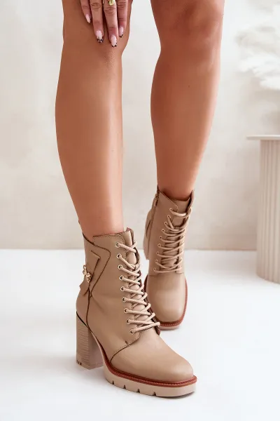Insulated ankle boots with heels with gold details beige Ivarisse