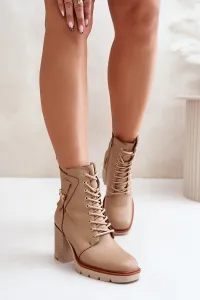 Insulated ankle boots with heels with gold details beige Ivarisse