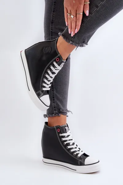 Women's Wedge Sneakers Cross Jeans Black
