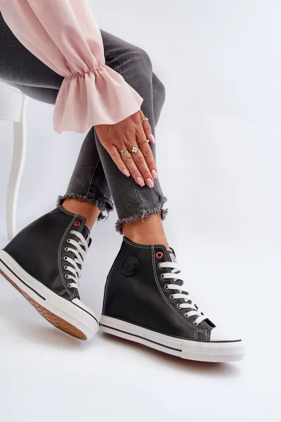 Women's Wedge Sneakers Cross Jeans Black