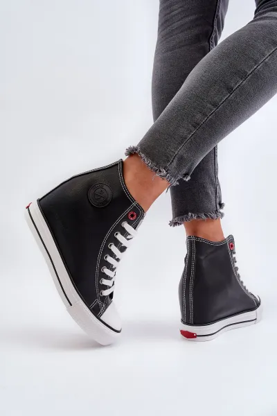 Women's Wedge Sneakers Cross Jeans Black
