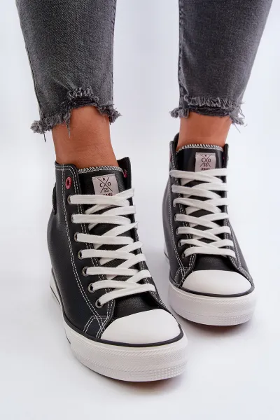 Women's Wedge Sneakers Cross Jeans Black