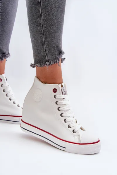 Women's Wedge Sneakers Cross Jeans White