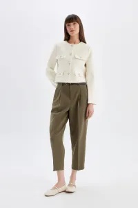 DEFACTO Crop Crew Neck Button-Down Blazer Jacket