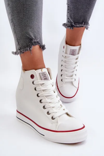 Women's Wedge Sneakers Cross Jeans White