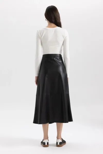 DEFACTO A-Line Faux Leather Maxi Skirt