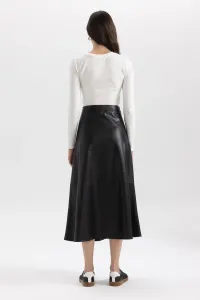 DEFACTO A-Line Faux Leather Maxi Skirt