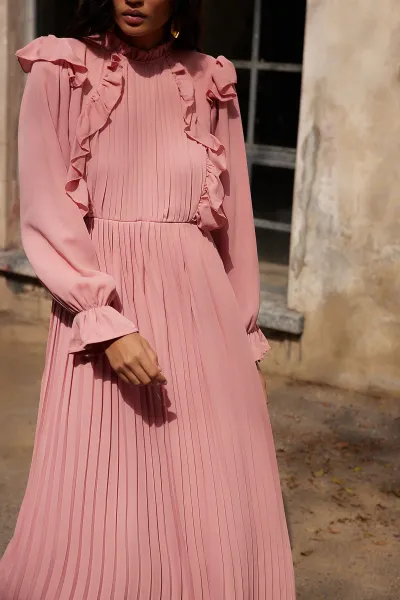 Trendyol X AI Dusty Rose Pleated Dress