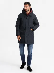 Ombre Classic long men's parka jacket - black