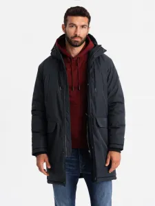 Ombre Classic long men's parka jacket - black