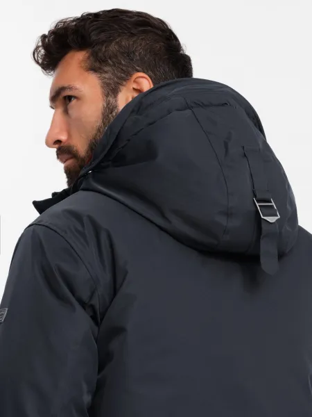 Ombre Classic long men's parka jacket - black