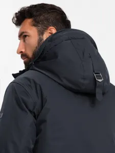 Ombre Classic long men's parka jacket - black