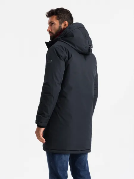 Ombre Classic long men's parka jacket - black