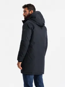 Ombre Classic long men's parka jacket - black