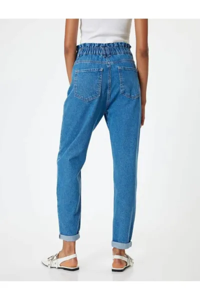 Koton Elastic Waist High Waist Buttoned Mom Jeans