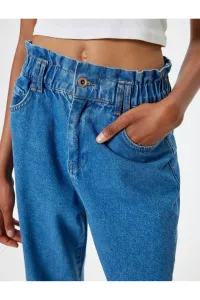 Koton Elastic Waist High Waist Buttoned Mom Jeans