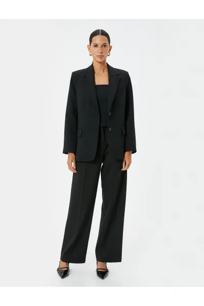 Koton Kt - Blazer Jacket Double Breasted Flap Pocket Detail