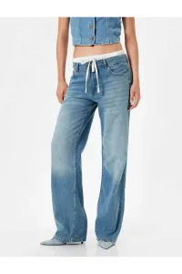 Koton Wide Leg Jeans Double Waist Detail Cotton - Straight Fit Jeans