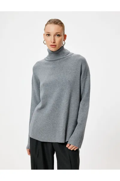 Koton Turtleneck Oversize Knitwear Sweater Long Sleeve Soft Textured