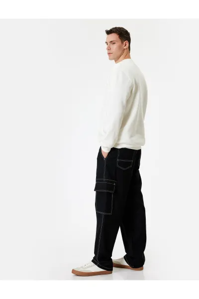 Koton Oversize Pocket Detailed Cotton Cargo Jeans