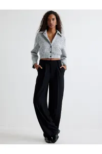Koton Tweed Bomber Jacket with Pockets and Buttoned Shirt Collar