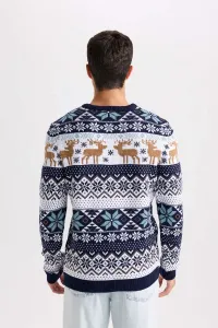 DEFACTO Standard Fit Christmas Themed Crew Neck Knitted Sweater