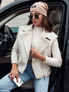 Dámska zamszová vesta s kožúškom
