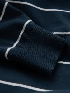 Ombre Casual men's sweater with horizontal stripes - navy blue