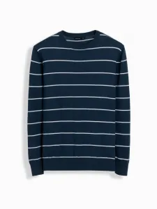 Ombre Casual men's sweater with horizontal stripes - navy blue