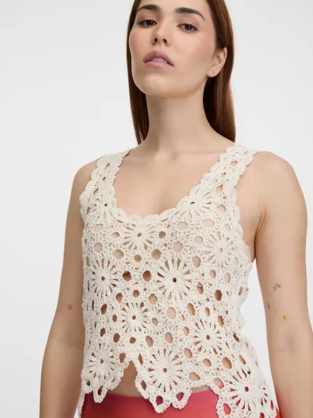 Orsay Cream Women's Crochet Top - Women's
