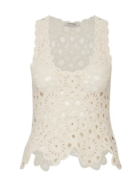 Orsay Cream Women's Crochet Top - Women's