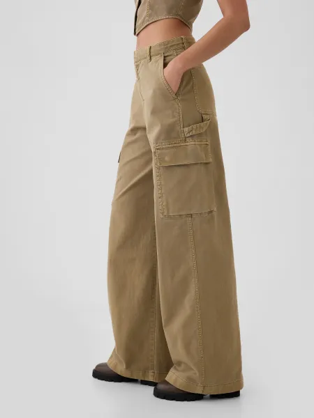 GAP Pants with Pockets Baggy Khaki Cargo - Ladies