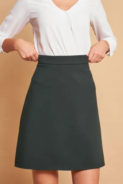 60086 Dewberry Knee Length Bell Skirt-GREEN