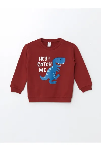 LC Waikiki Crew Neck Long Sleeve Printed Baby Boy Sweatshirt and Tracksuit Bottom 2-Piece Set