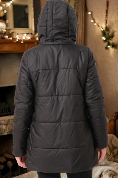 Z6660 DEWBERRY LADIES' COAT-PLAIN BLACK