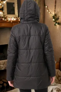 Z6660 DEWBERRY LADIES' COAT-PLAIN BLACK