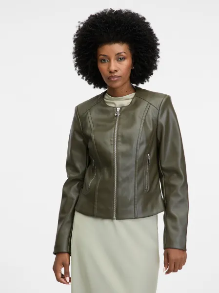Khaki Women's Leatherette Jacket ORSAY - Women's