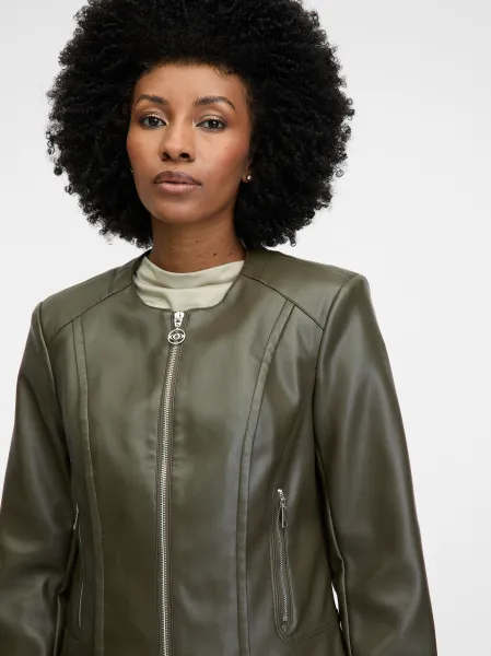Khaki Women's Leatherette Jacket ORSAY - Women's