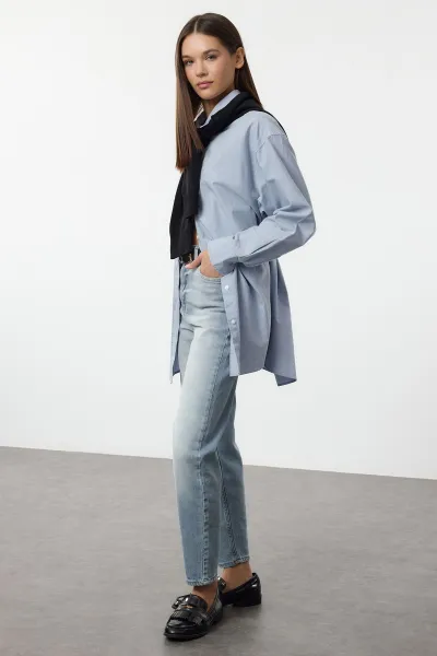 Trendyol Blue High Waist Slim Mom Jeans