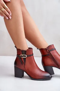 Women's ankle boots with heel strap brown Zinithia